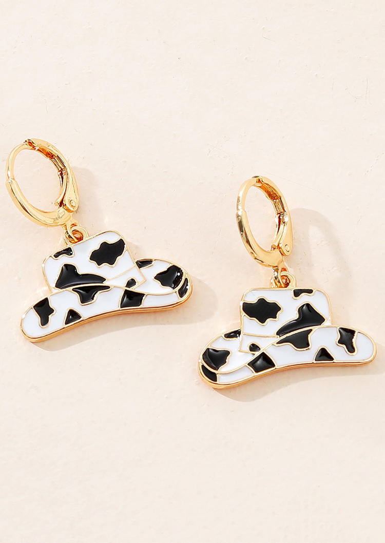 Cow Cowboy Hat Alloy Earrings