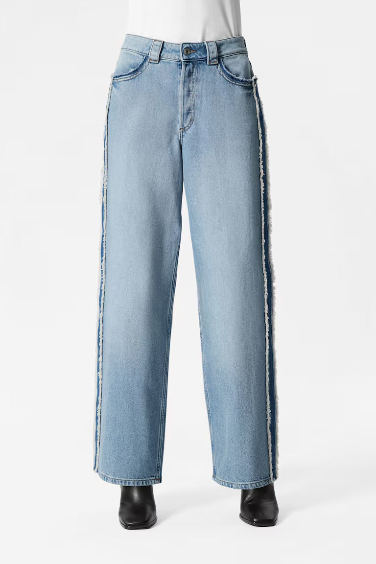 Fringed Wide Leg Jeans