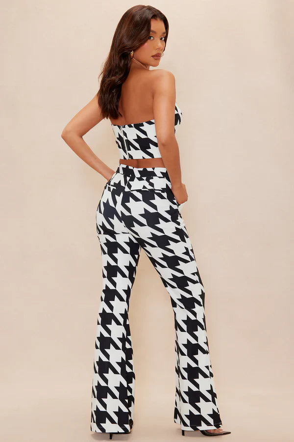 Heather Houndstooth Pant Set - Black/White