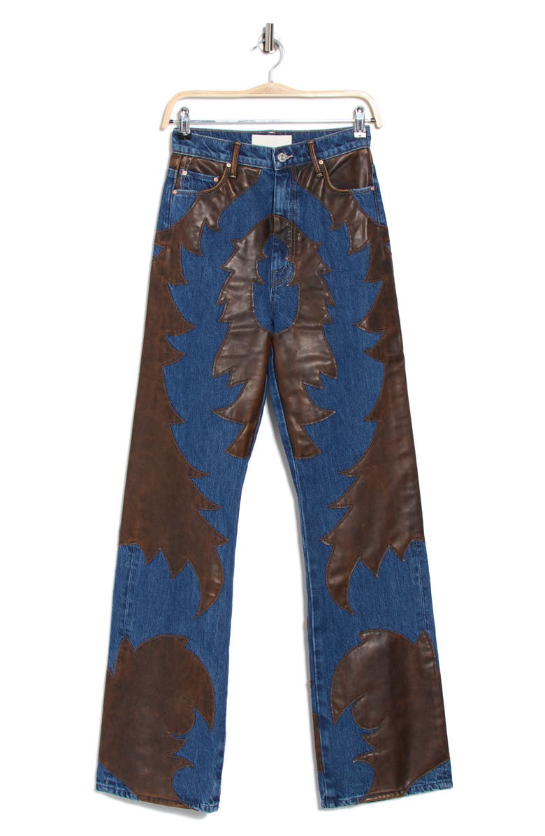 The Saloon Faux Leather Patchwork Jeans