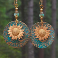 Retro Folk Style Peacock Blue Earrings