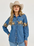 Horses Boyfriend Western Snap Shirt