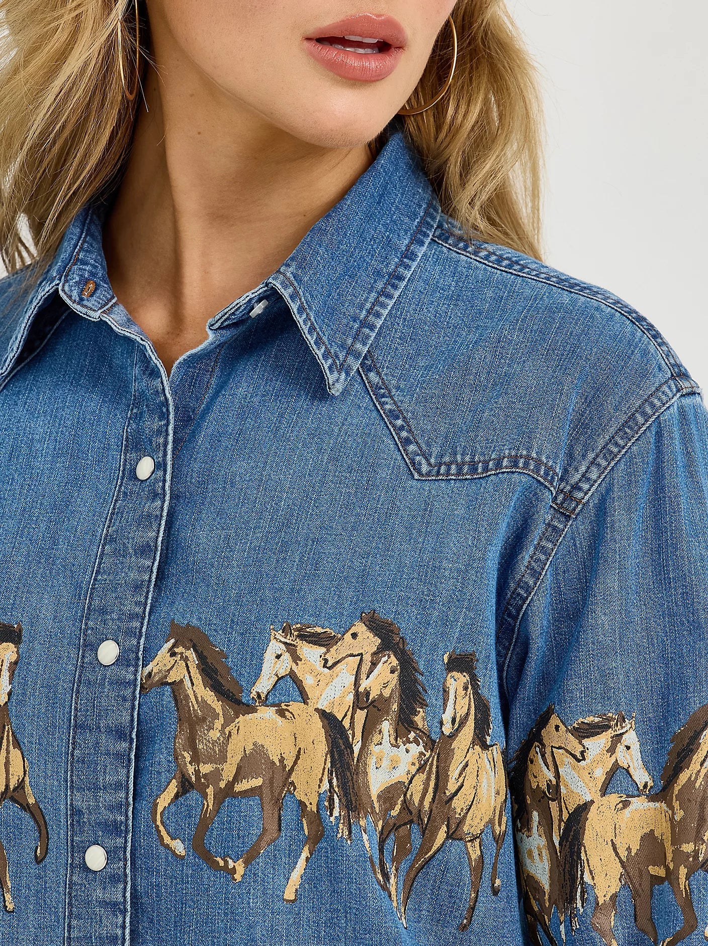 Horses Boyfriend Western Snap Shirt