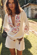 Flower In Your Hair Embroidered Cotton Tunic Dress