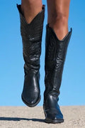 Cowboy Black Vintage Embroidery Boots-Black