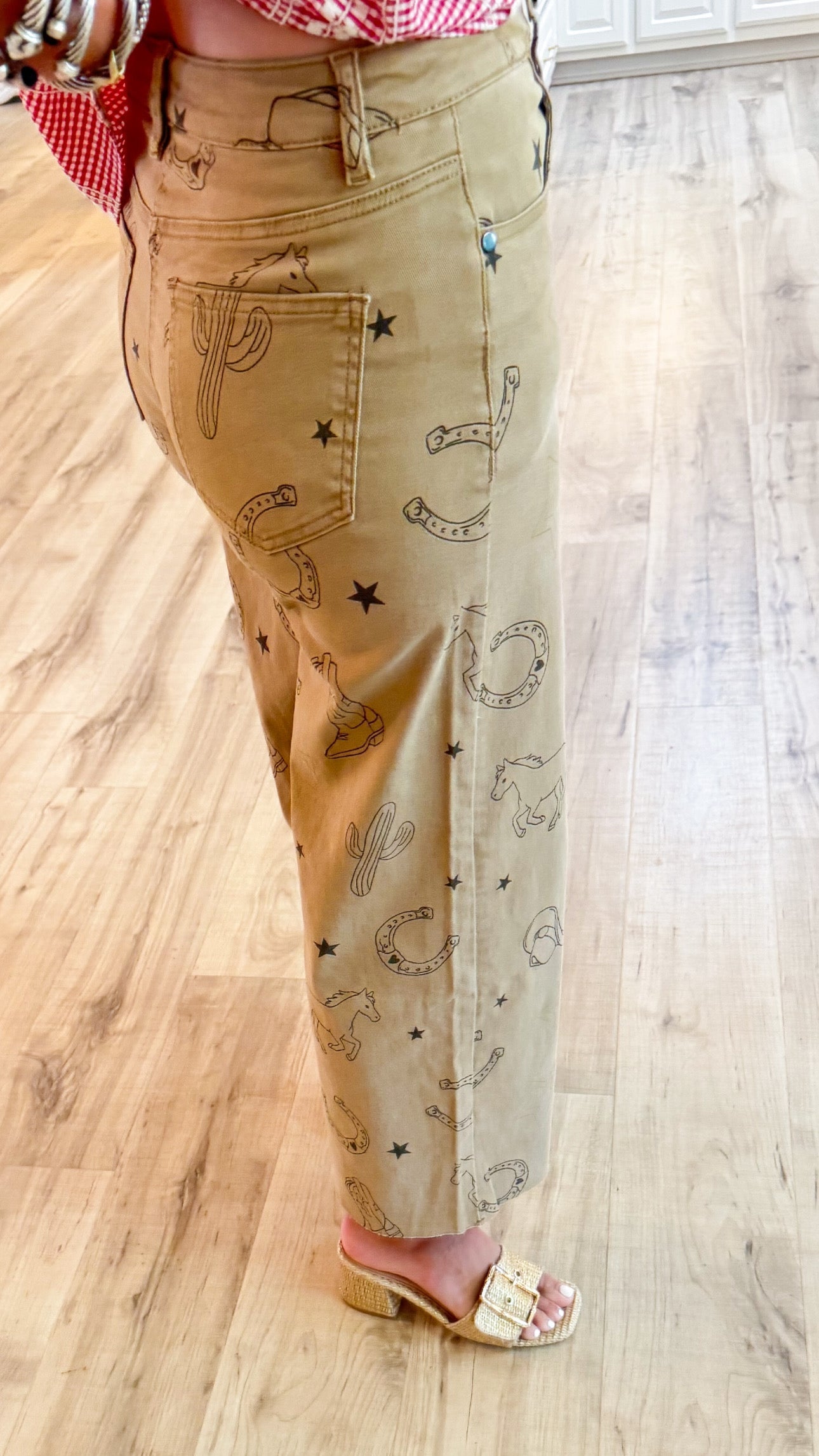 Latte Western Printed Wide Leg Pants