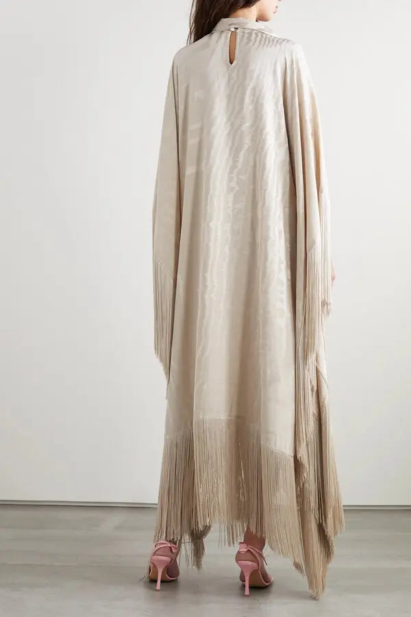 Fringed Moire Kaftan - Silver