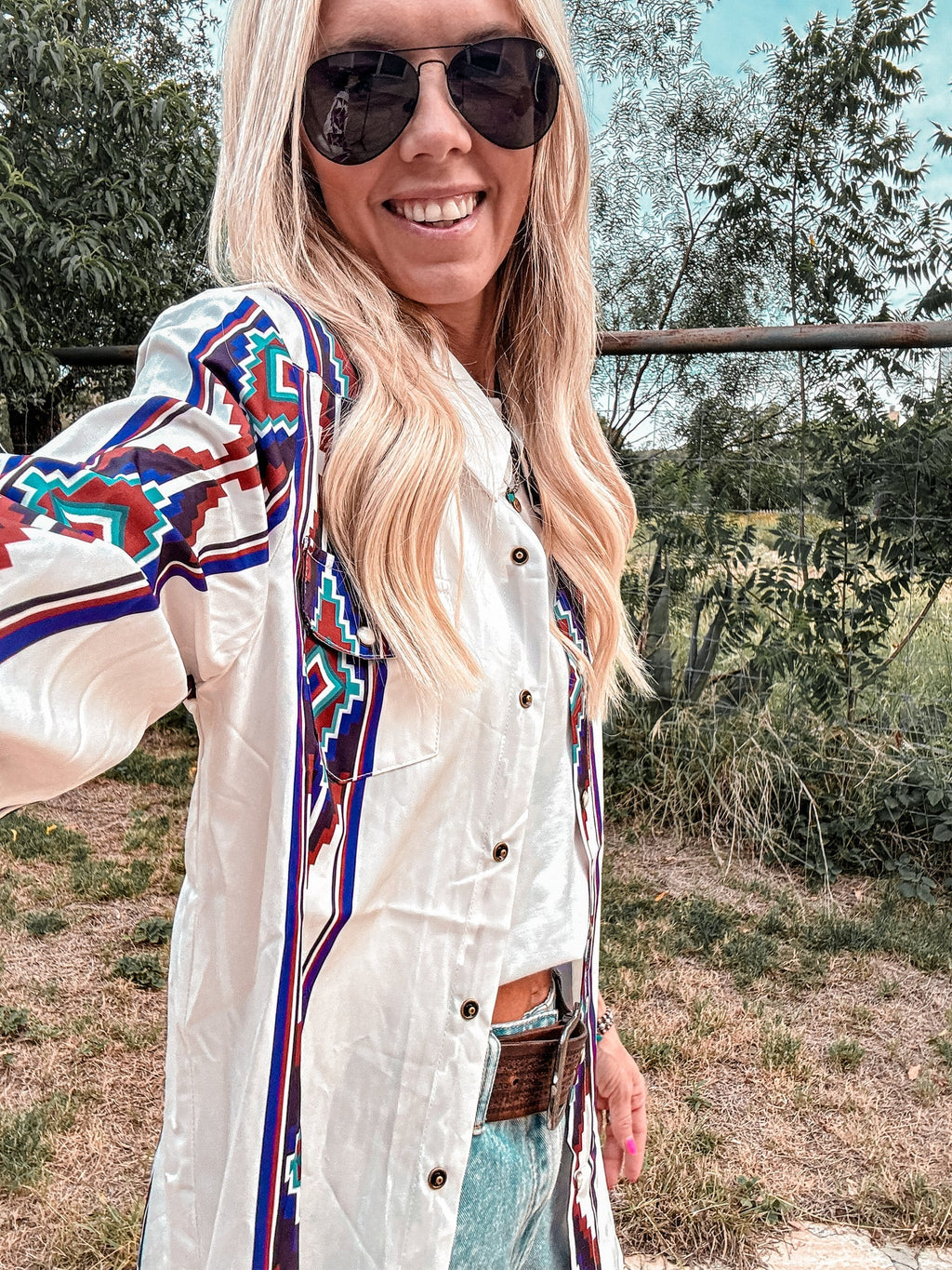 The Panhandle Western Button Down (White Mix)