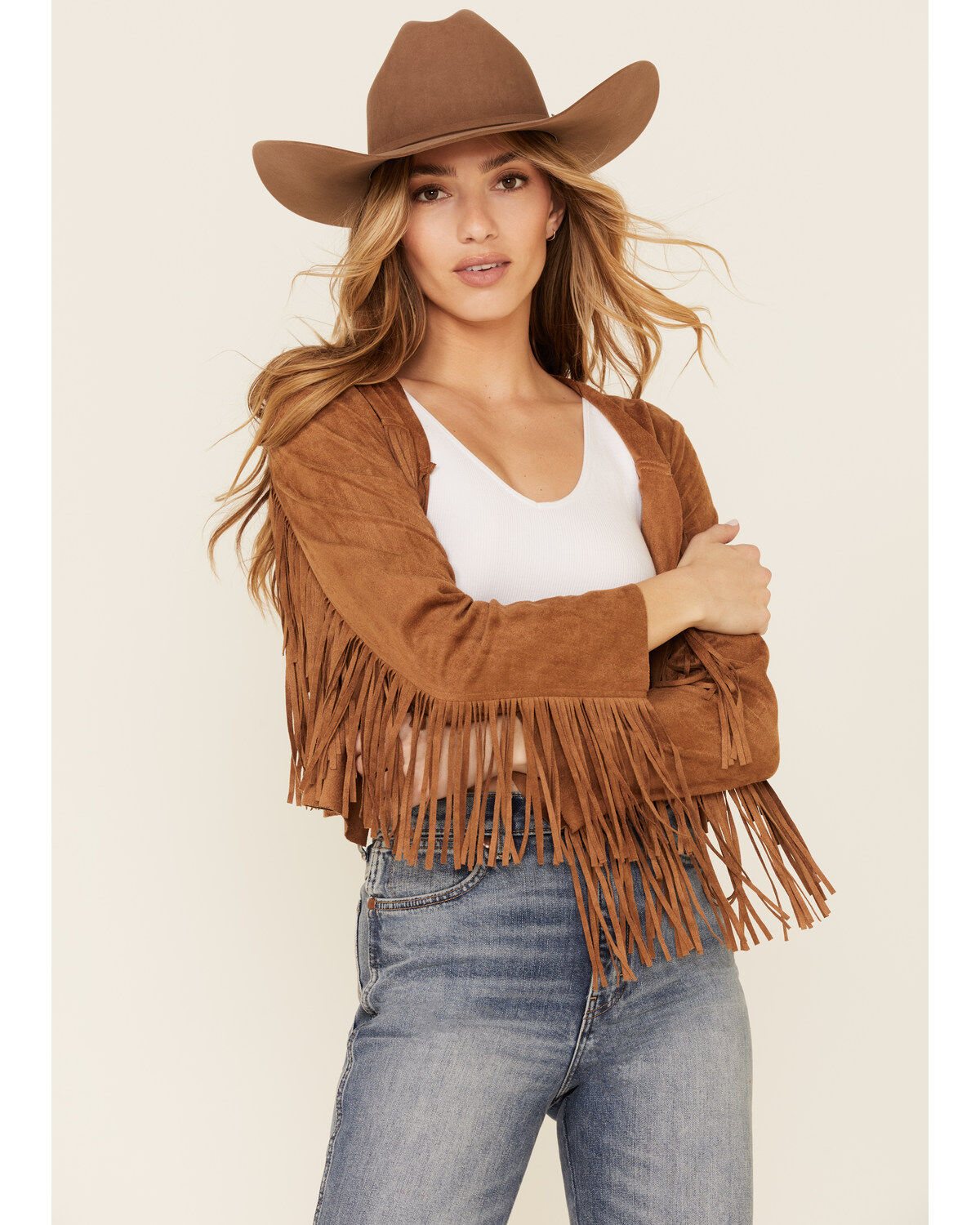 Faux Suede Western Fringe Jacket