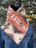 Western Cowboy Wine/Orange Aztec Warm Neck Hood