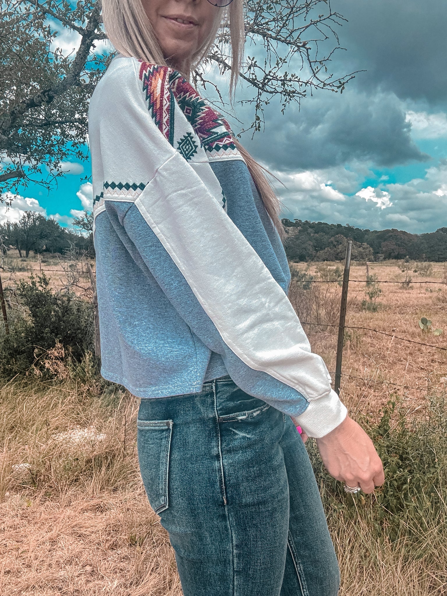 The Aquilla Aztec Crop Sweatshirt