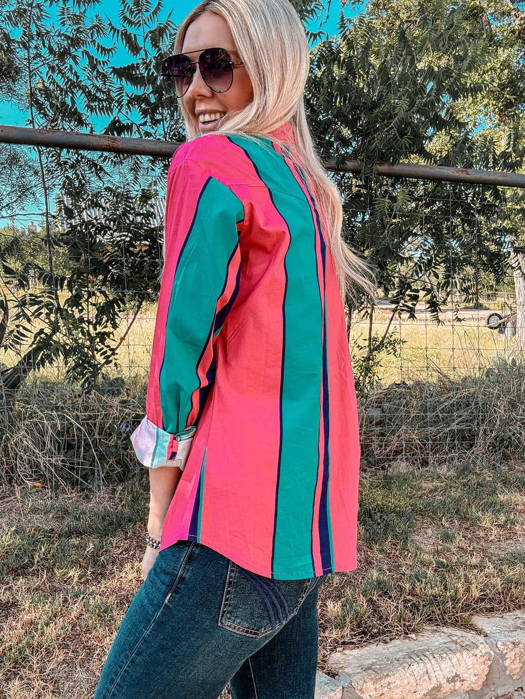 The Leona Striped Button Down (Pink Mix)