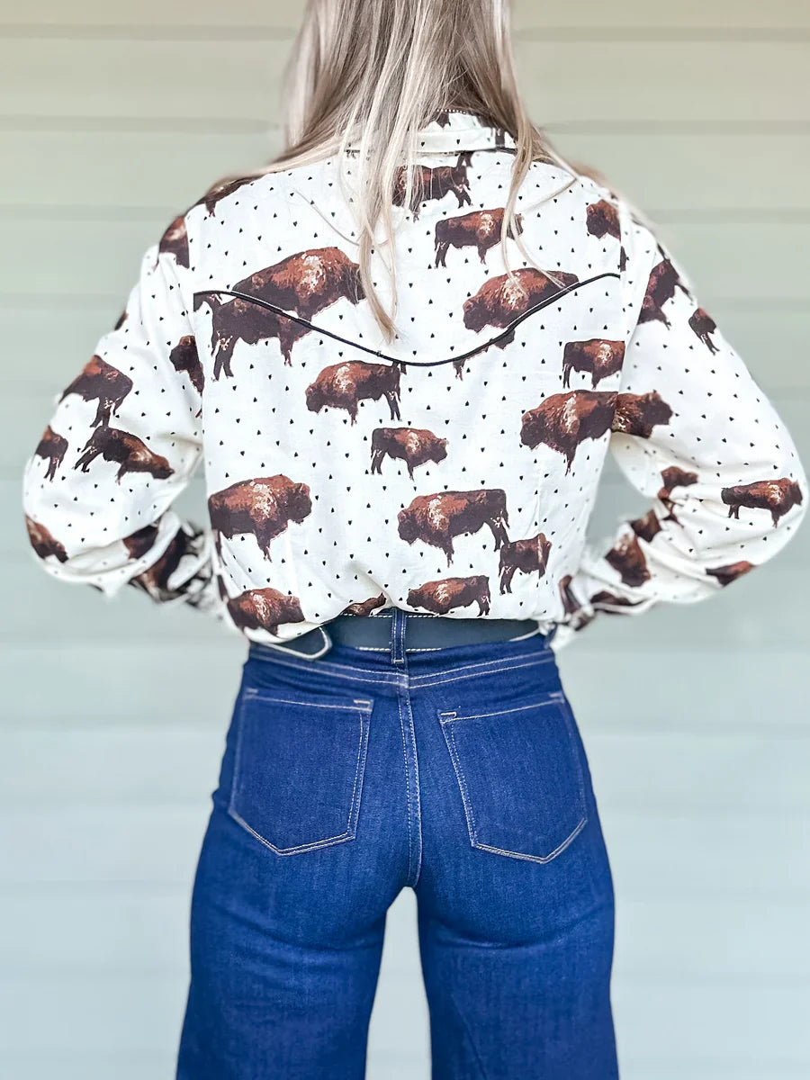 Buffalo Cowgirl Pearl Snap Button Down