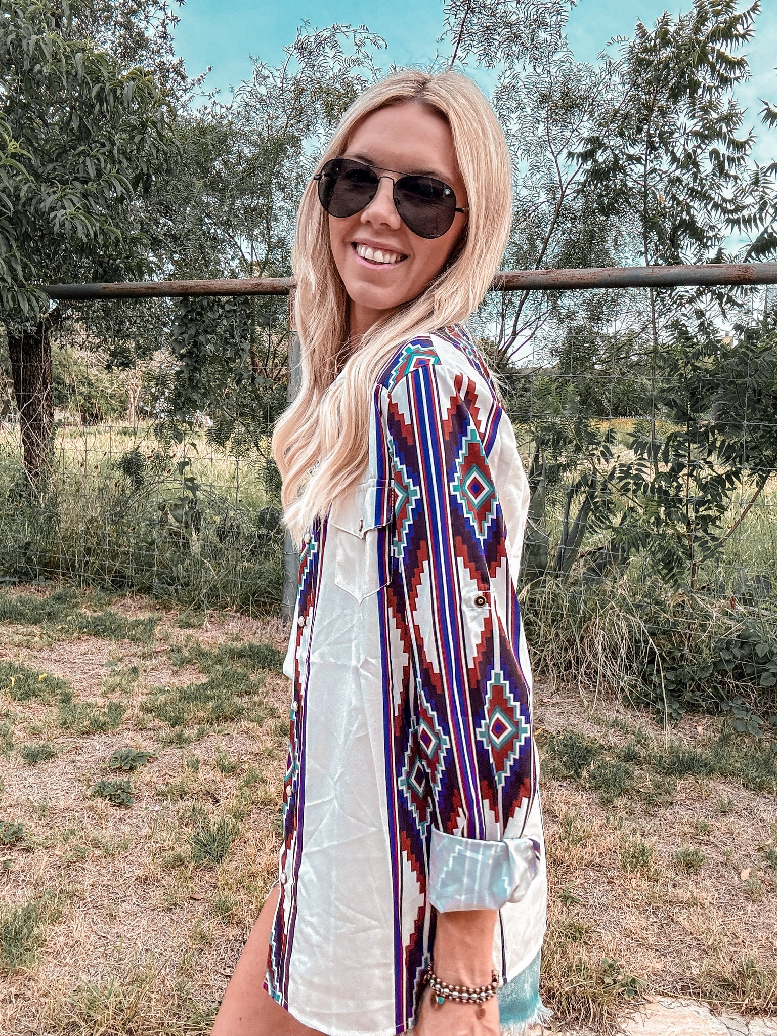 The Panhandle Western Button Down (White Mix)