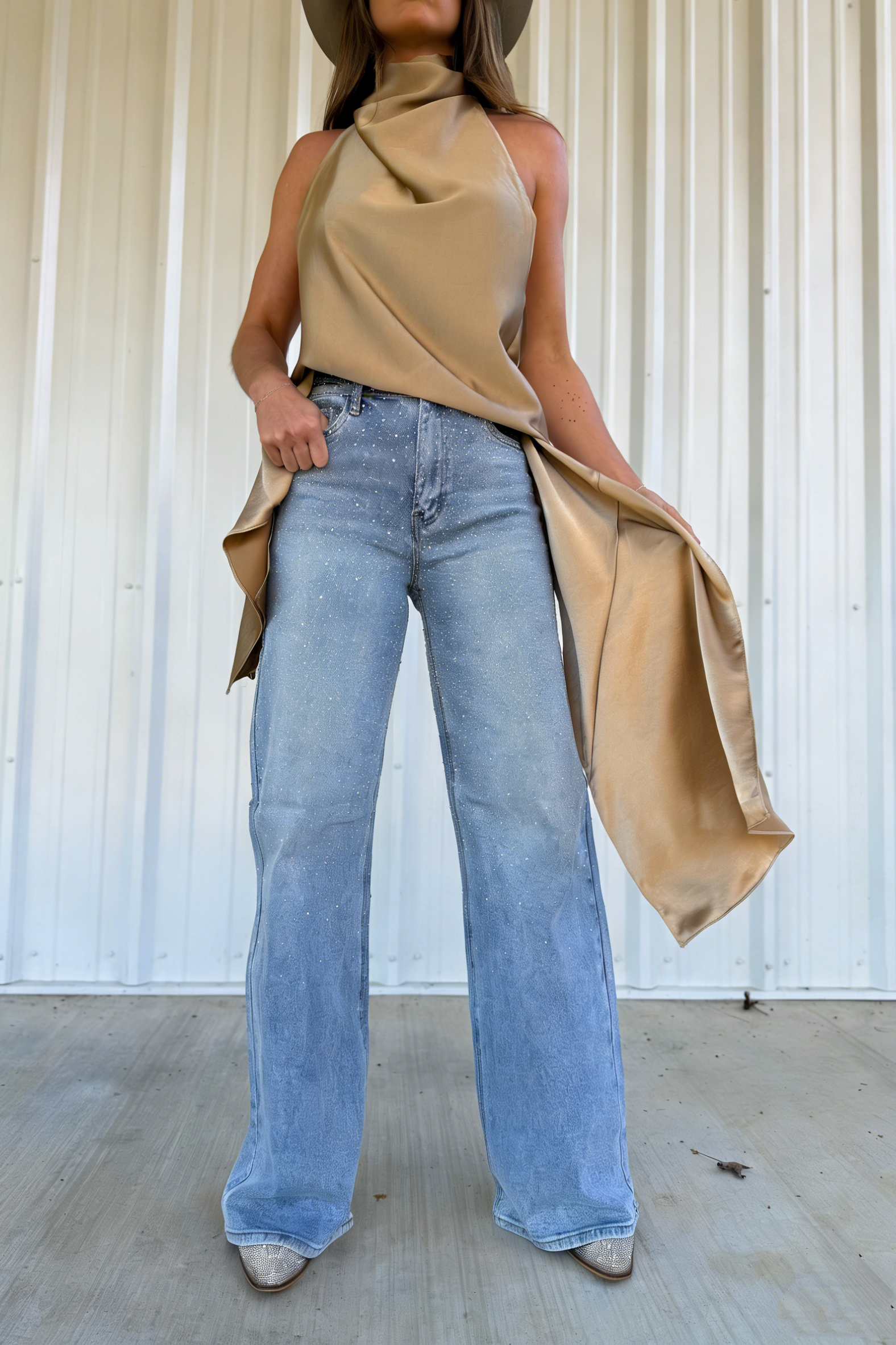 Iridescent Rhinestone Runway Jeans