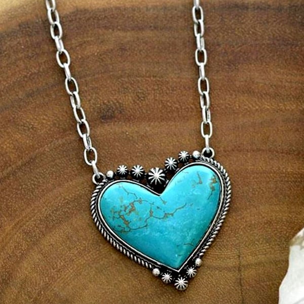 Boho Turquoise Heart Pendant Necklace