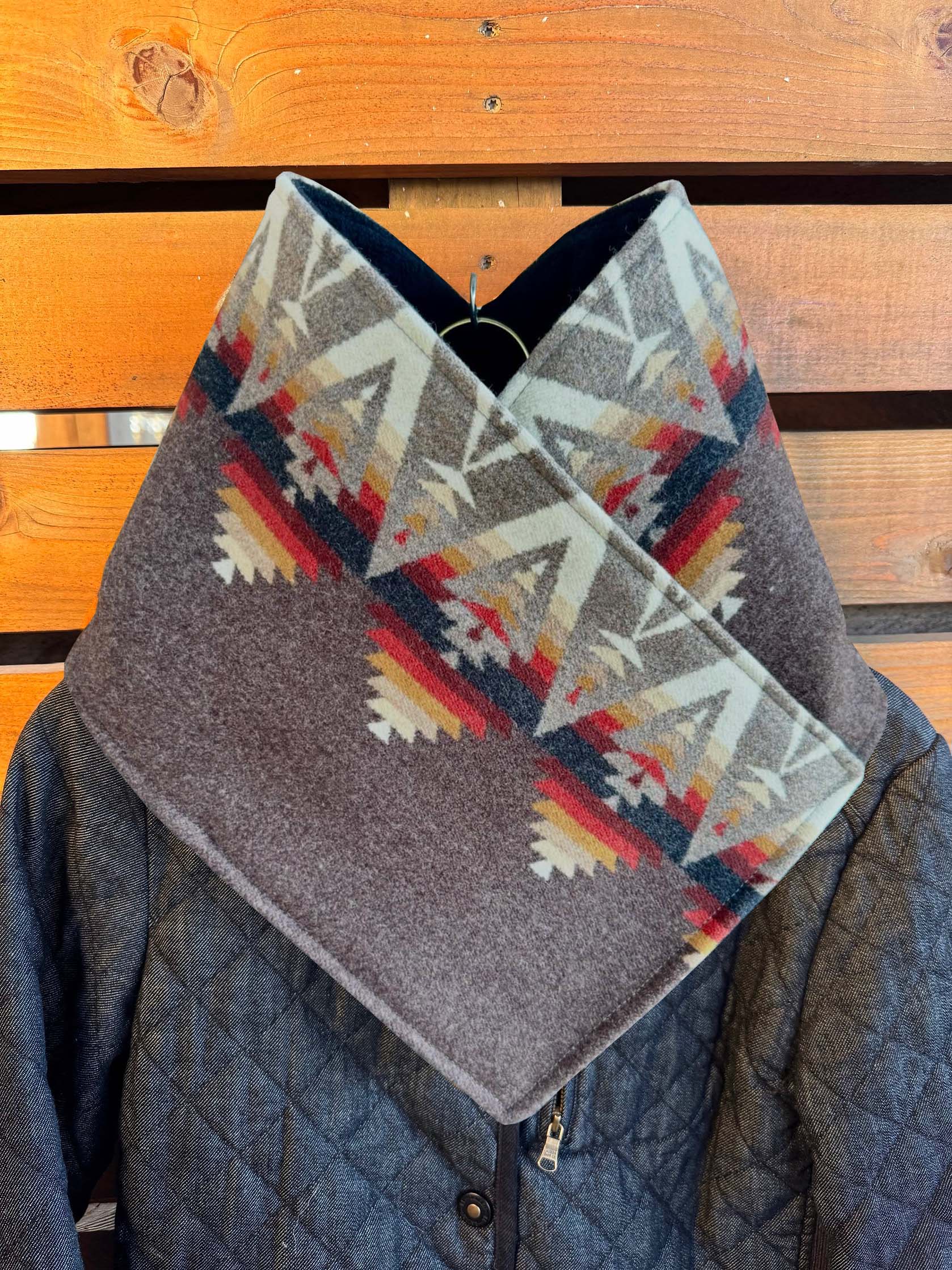 Western Brown Aztec Warm Neck Hood
