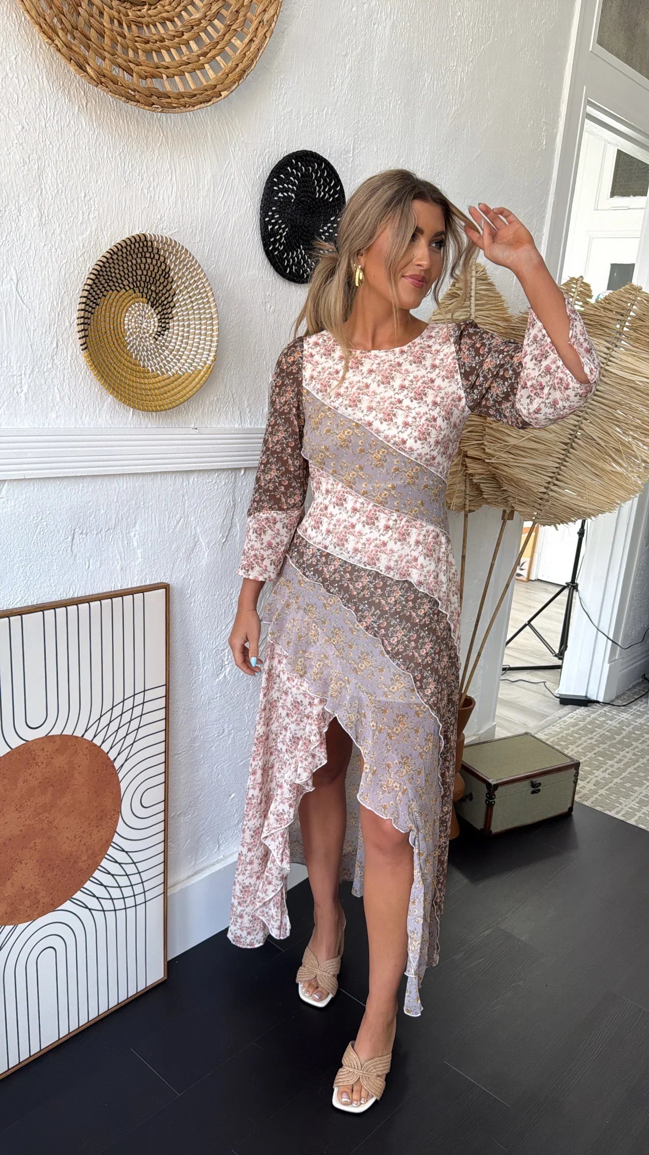 Boho Bloom Floral Print Chiffon Maxi Dress