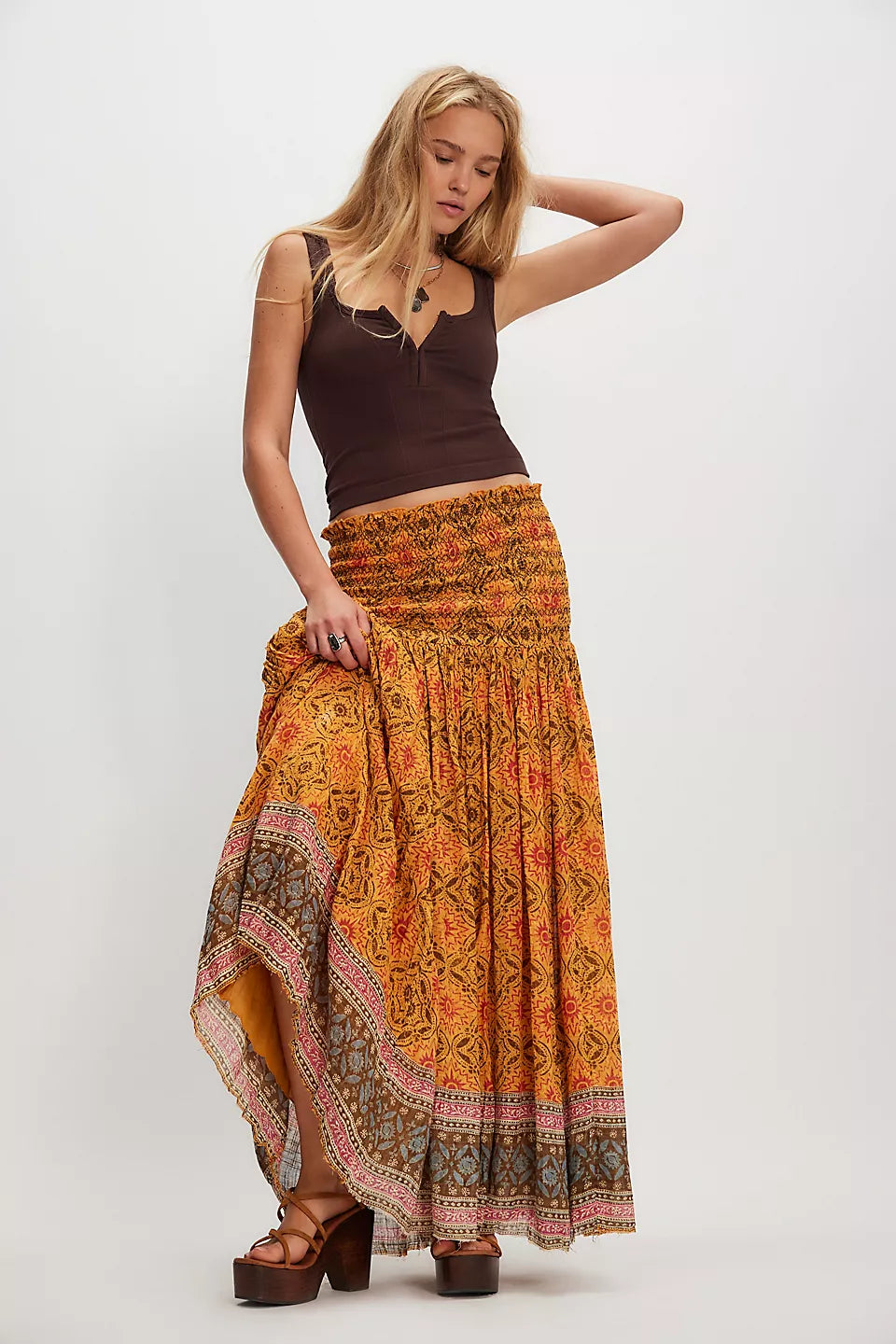 Printed Convertible Maxi Skirt