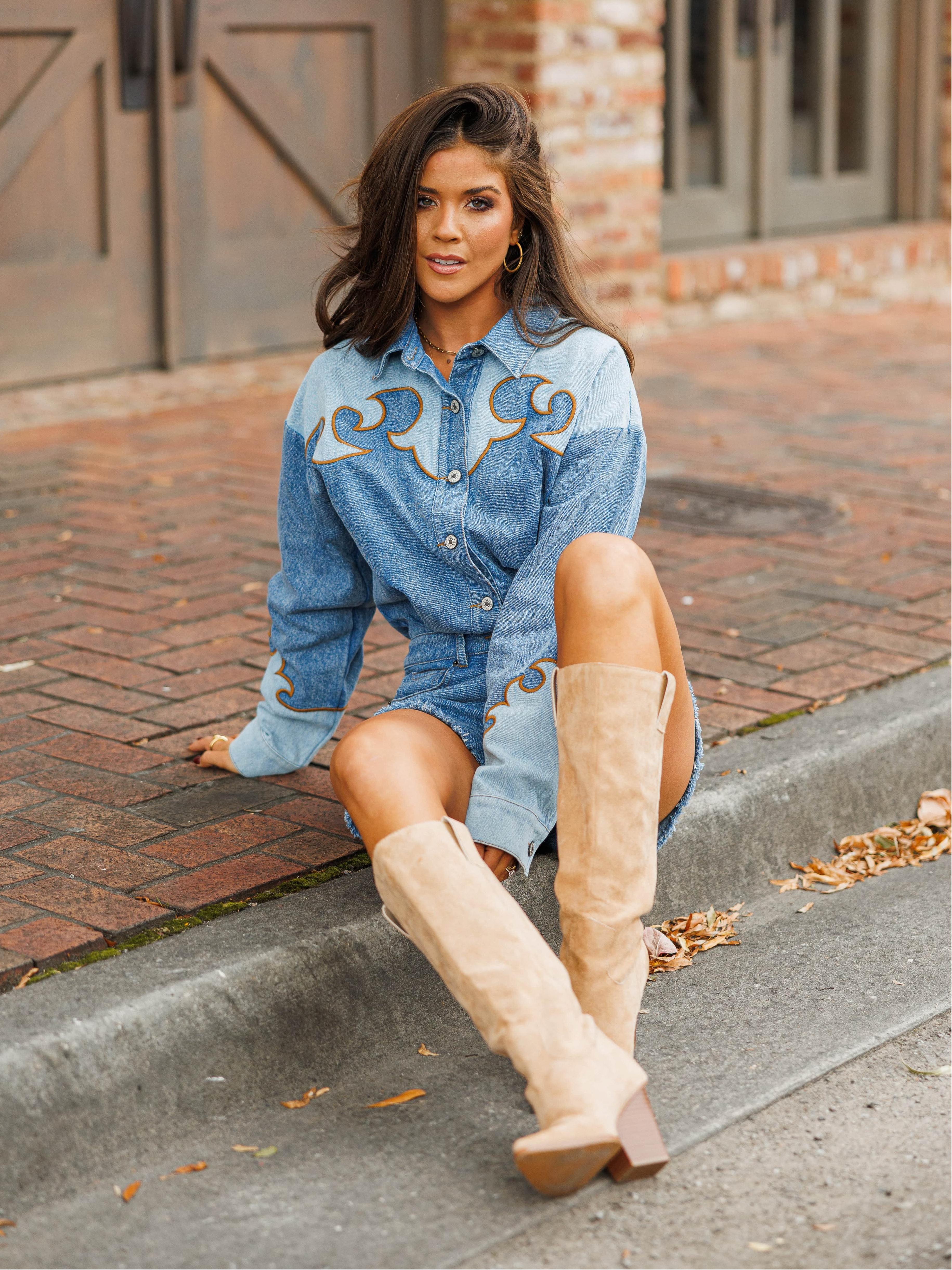 Rodeo Row Denim Romper