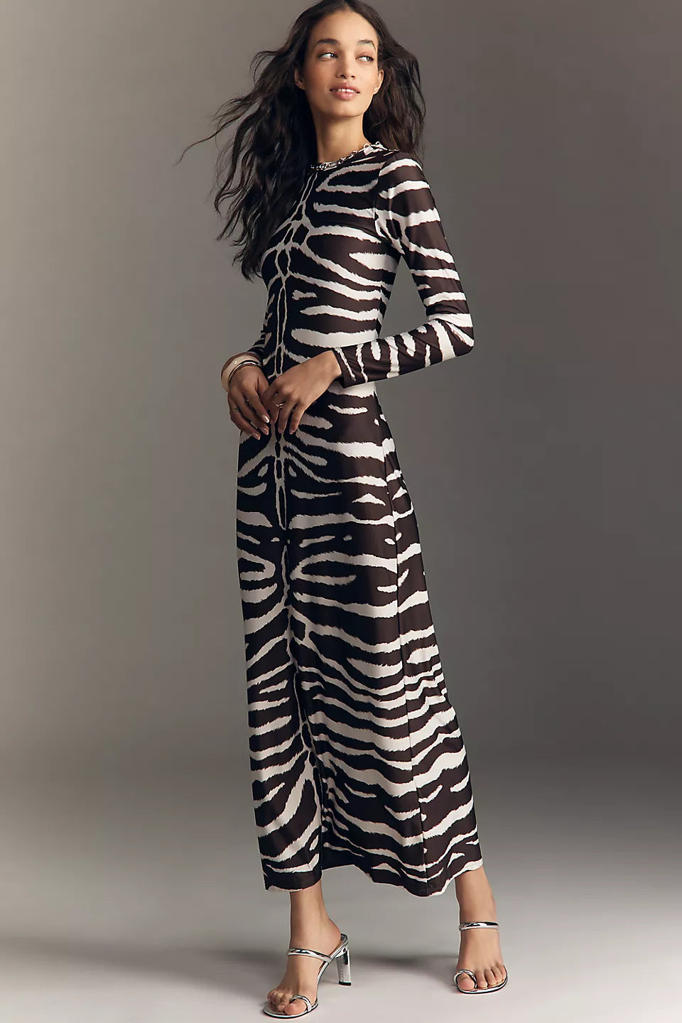 Animal Print Fitted Maxi Dress