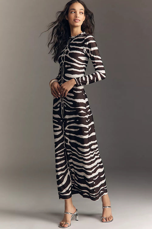Animal Print Fitted Maxi Dress