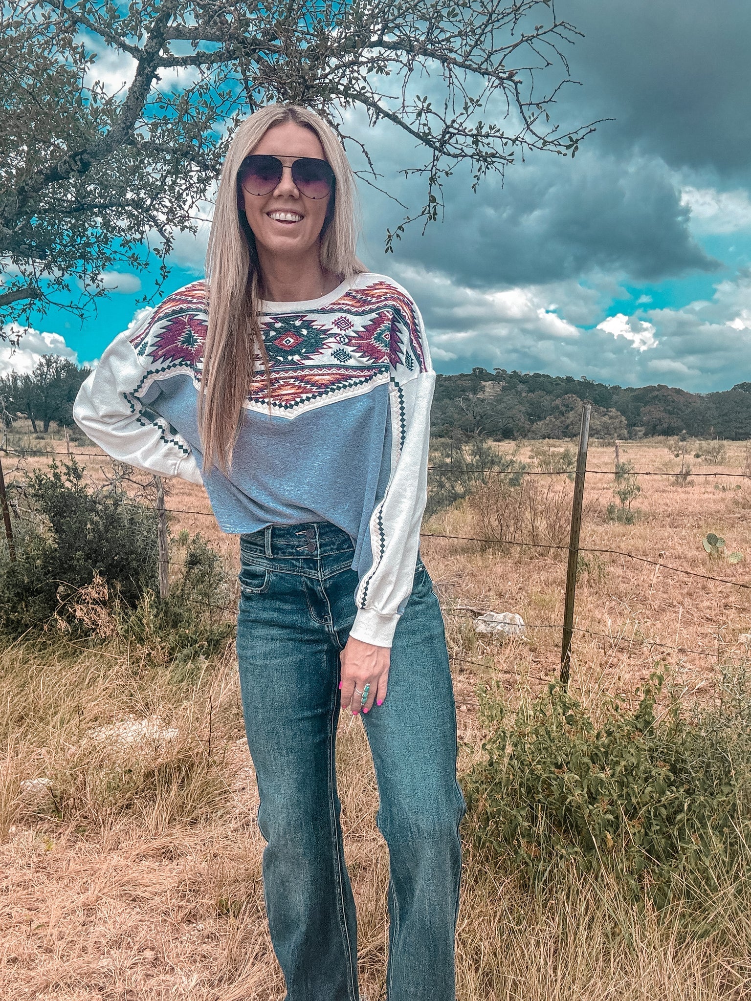 The Aquilla Aztec Crop Sweatshirt