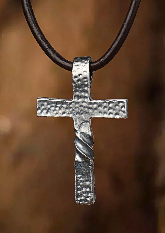 Vintage Cross Twist Pendant Necklace