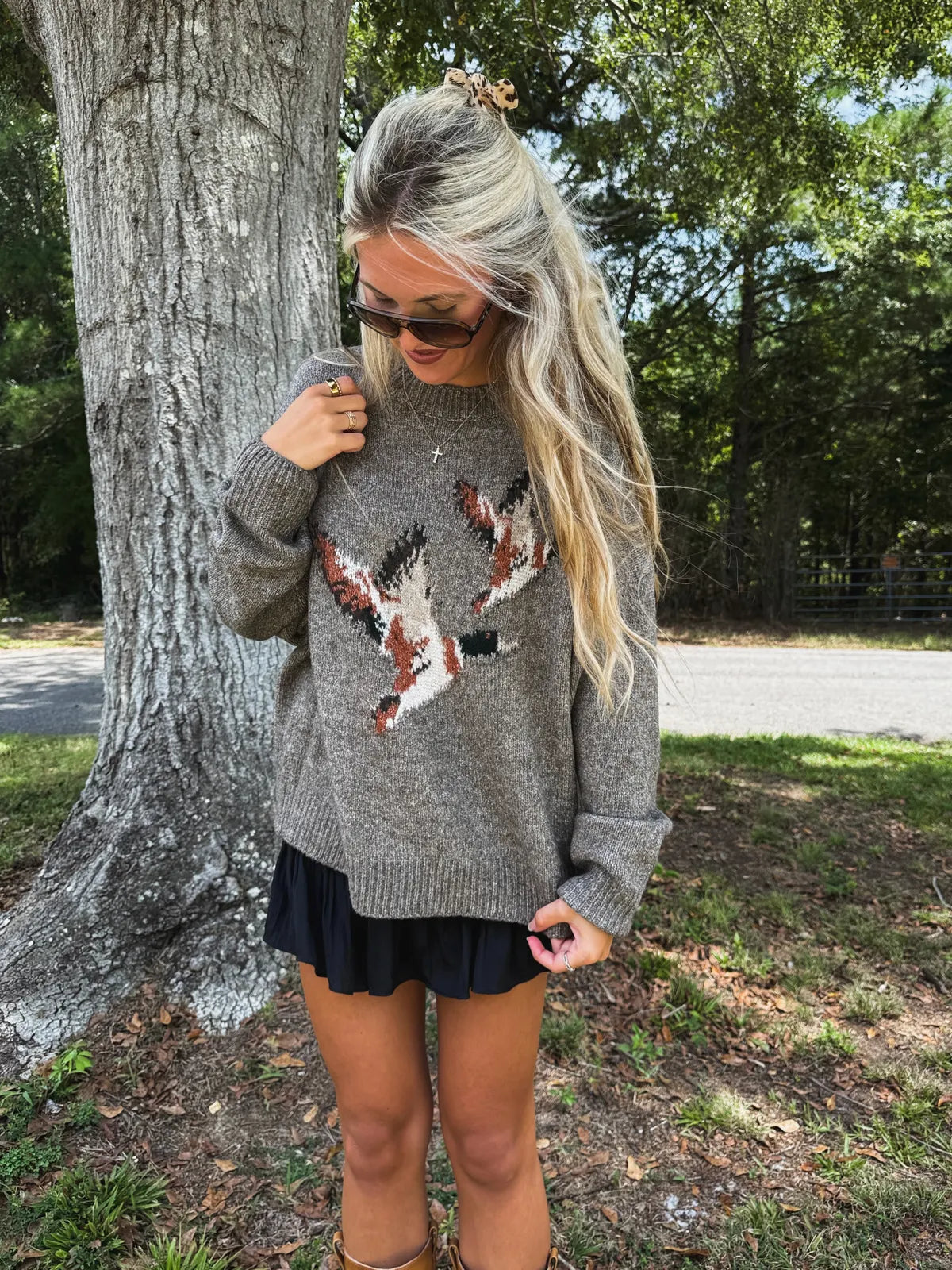 Flying Duck Knit Sweater - Grey