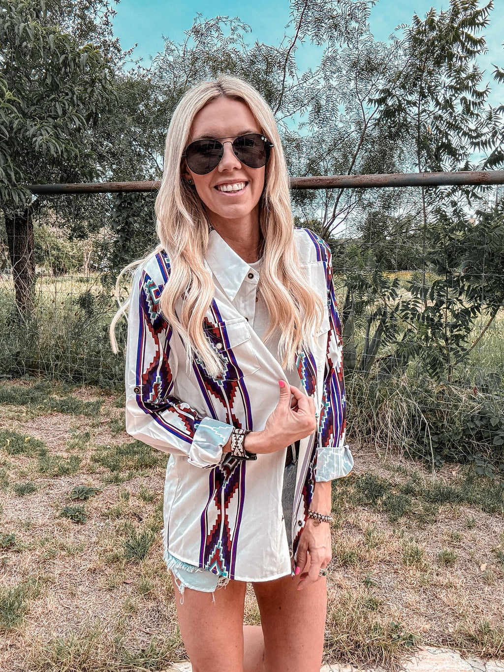 The Panhandle Western Button Down (White Mix)