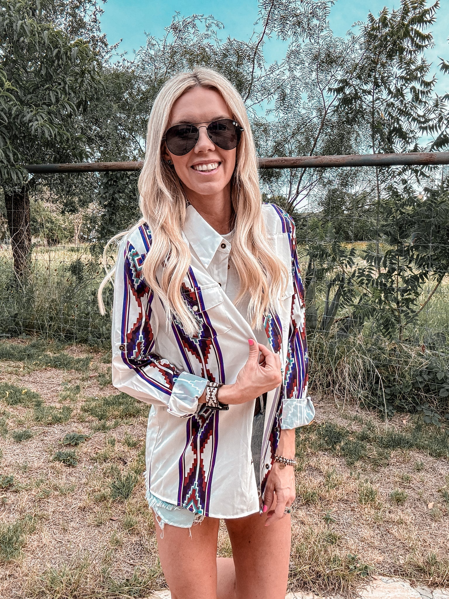 The Panhandle Western Button Down (White Mix)
