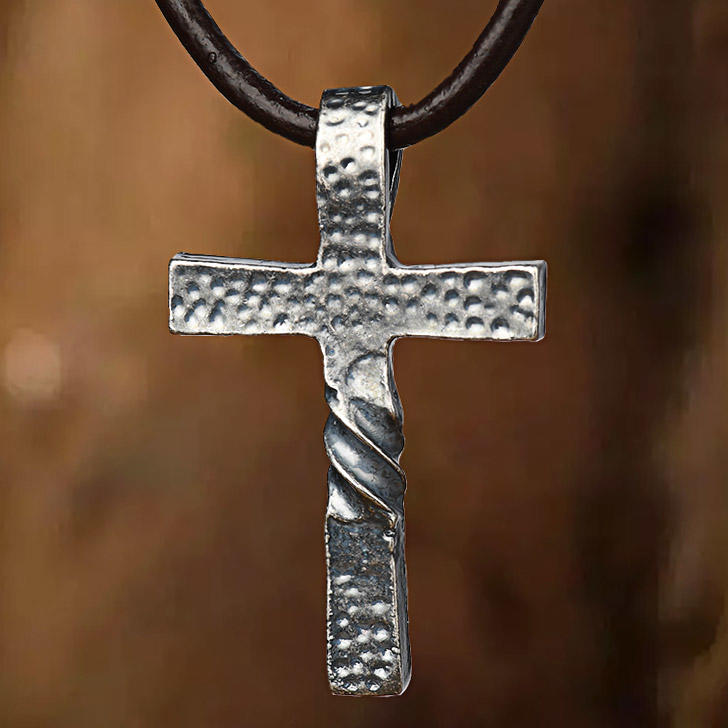 Vintage Cross Twist Pendant Necklace