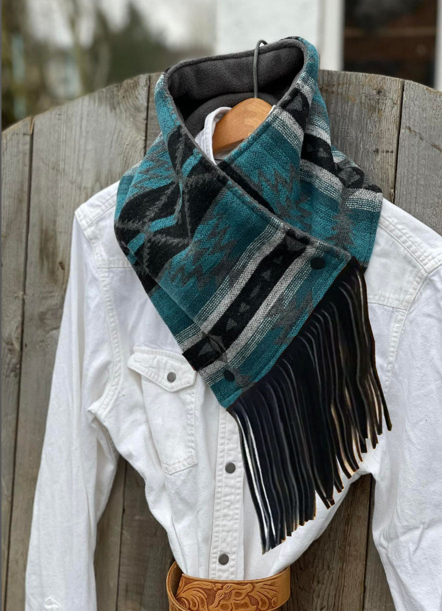 Women's Western Fringed Scarf - Aztec Pattern