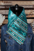 Western Cowboy Blue Aztec Warm Neck Hood