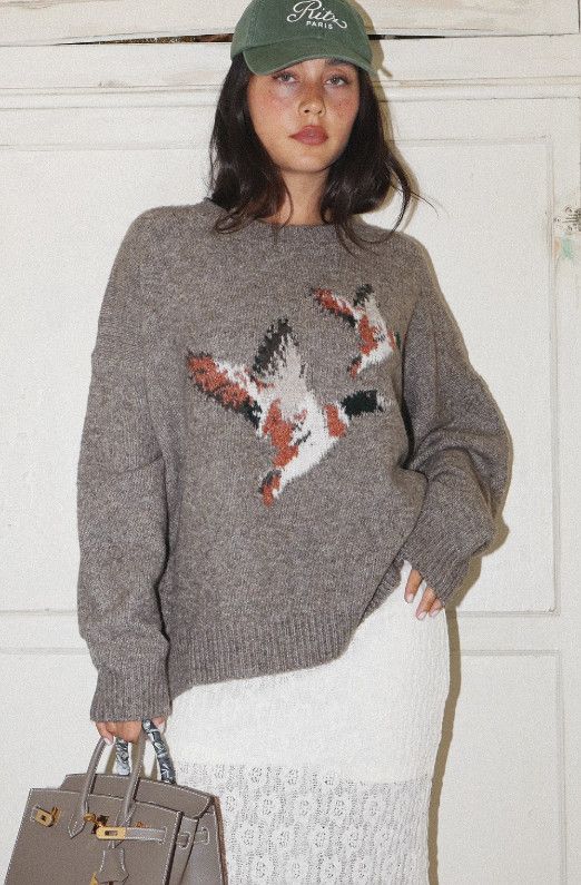 Flying Duck Knit Sweater - Grey