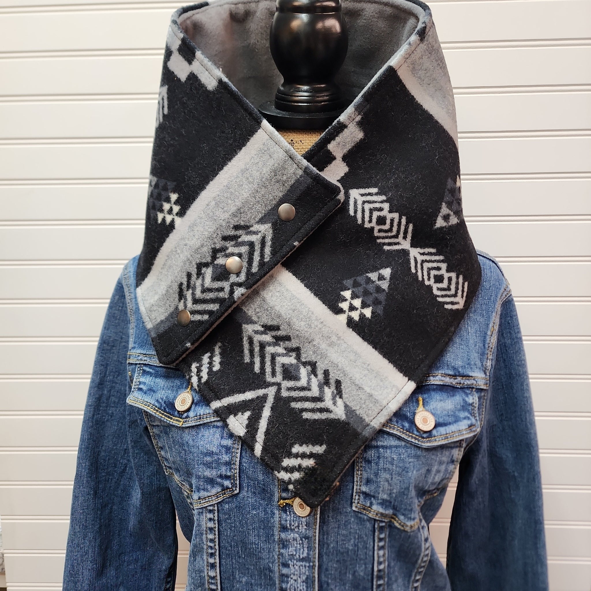 Western Cowboy Greyscale Warm Neck Hood