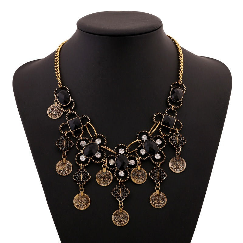 Vintage Tassel Coin Short Necklace