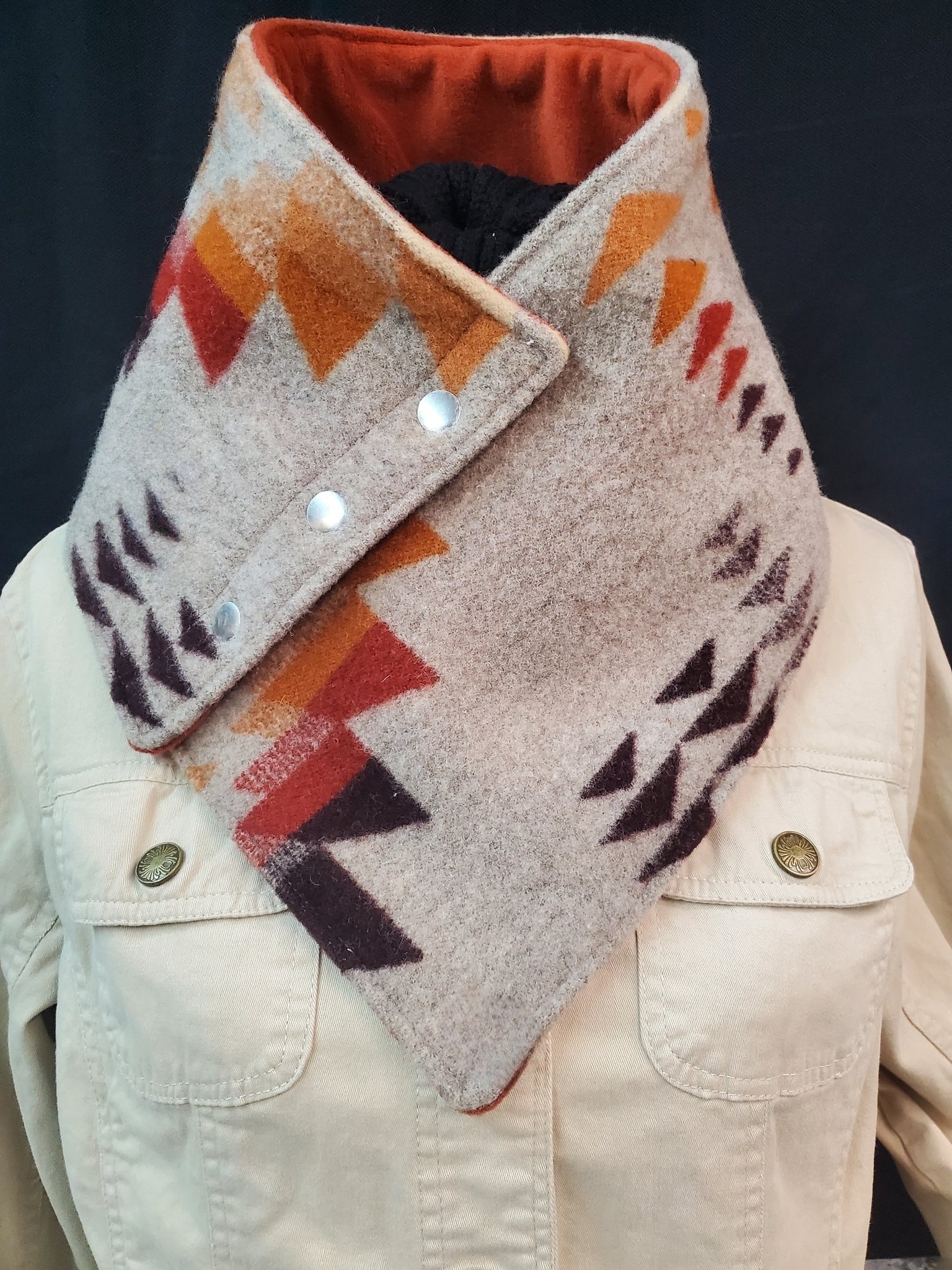 Western Cowboy Jacquard Robe Warm Neck Hood