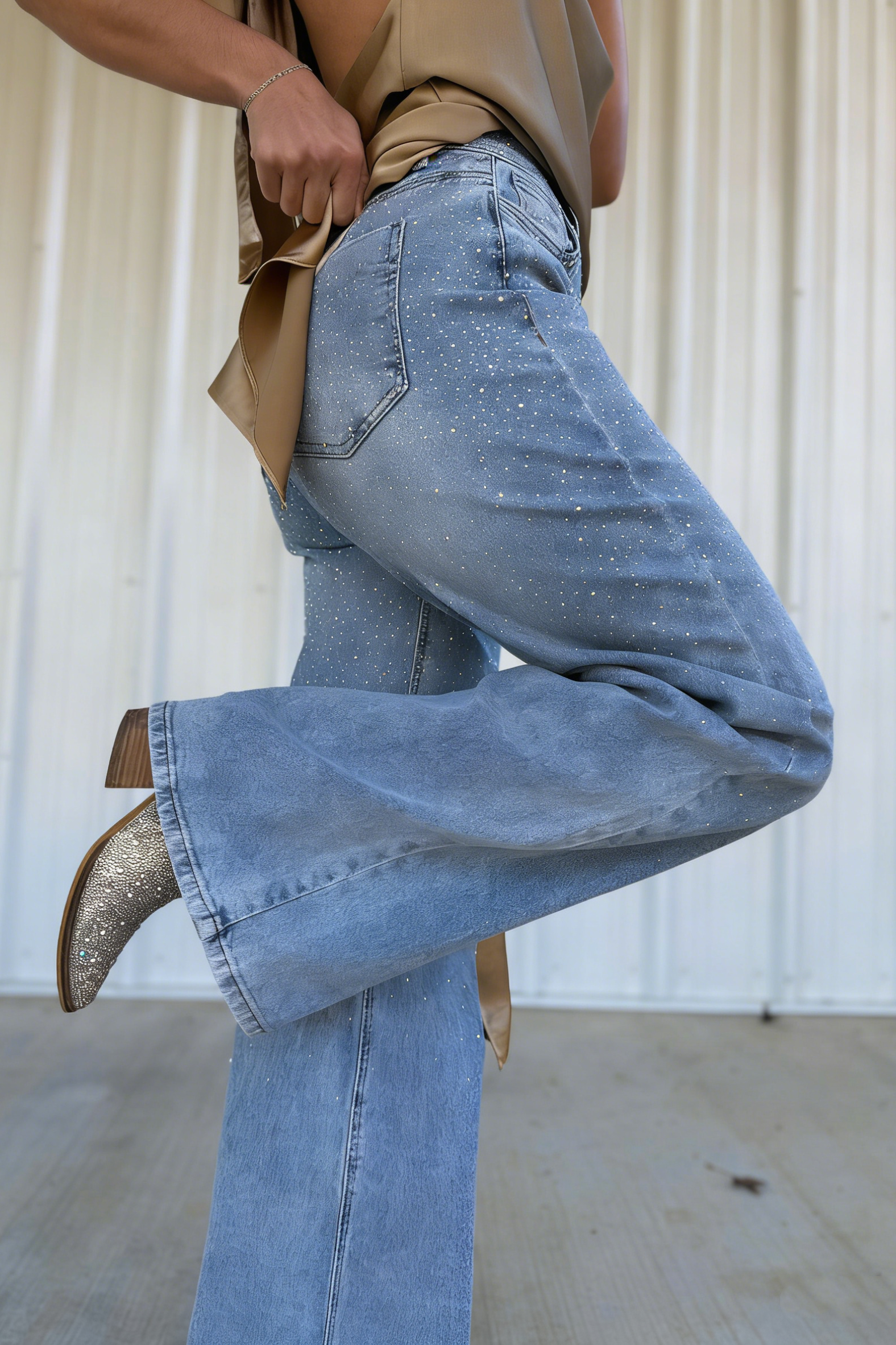 Iridescent Rhinestone Runway Jeans