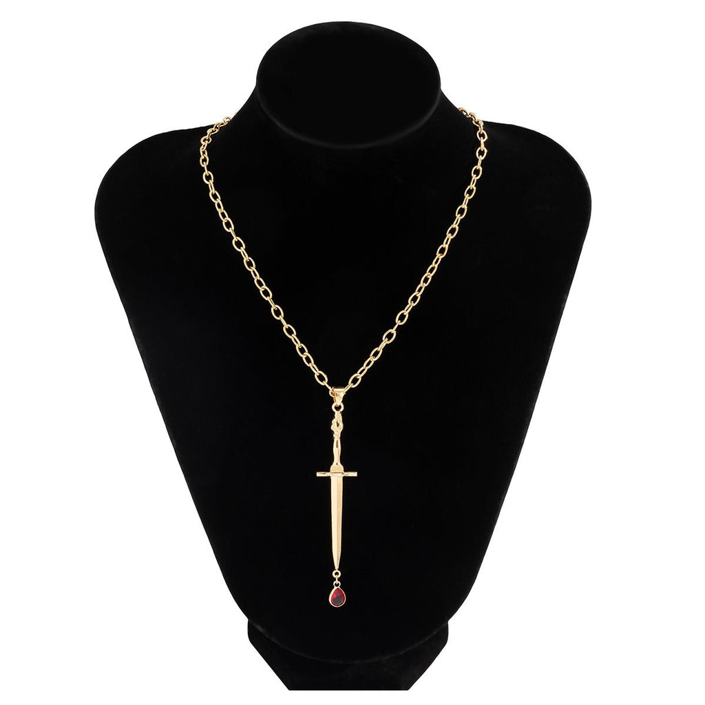 Red Water Drop Cross Necklace