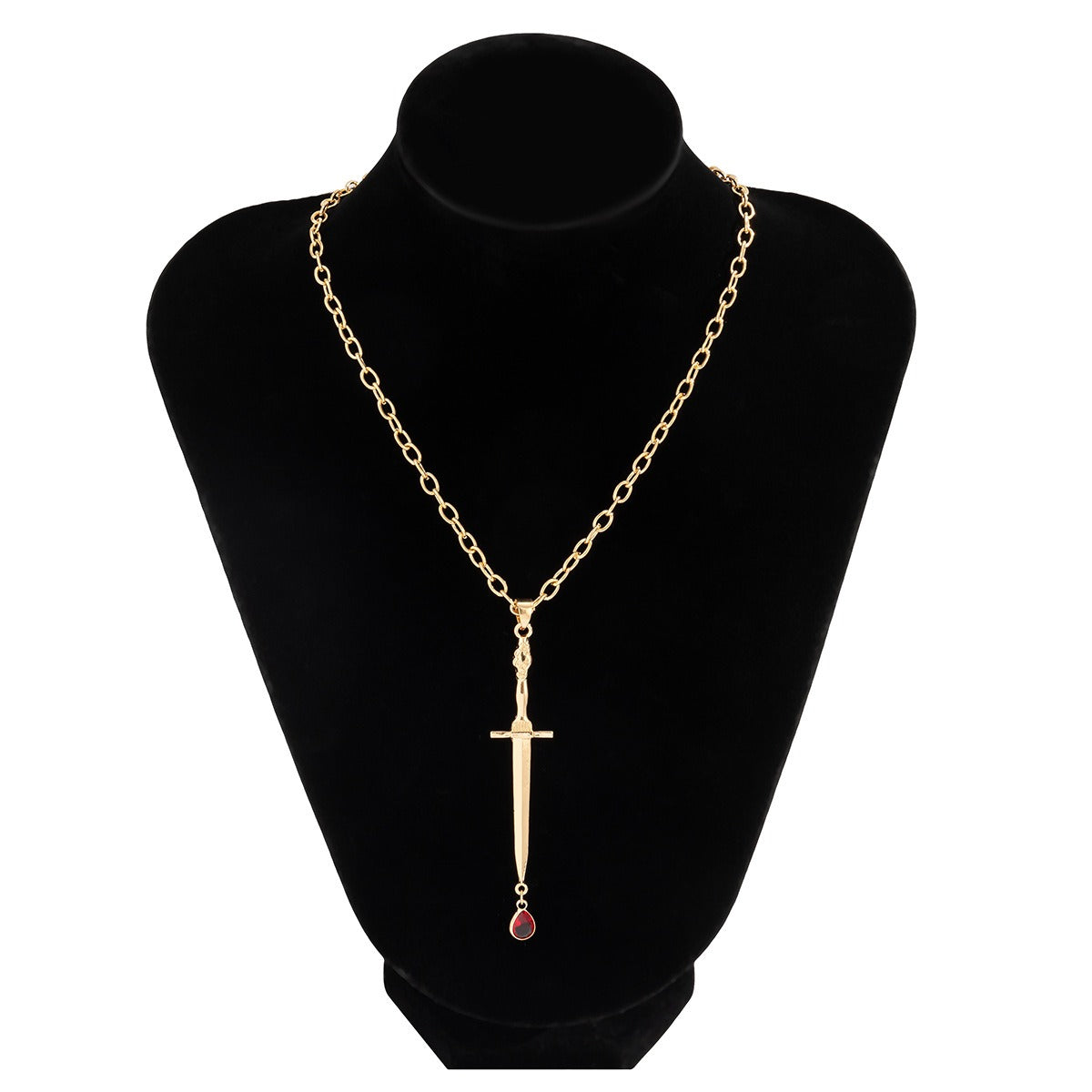 Red Water Drop Cross Necklace