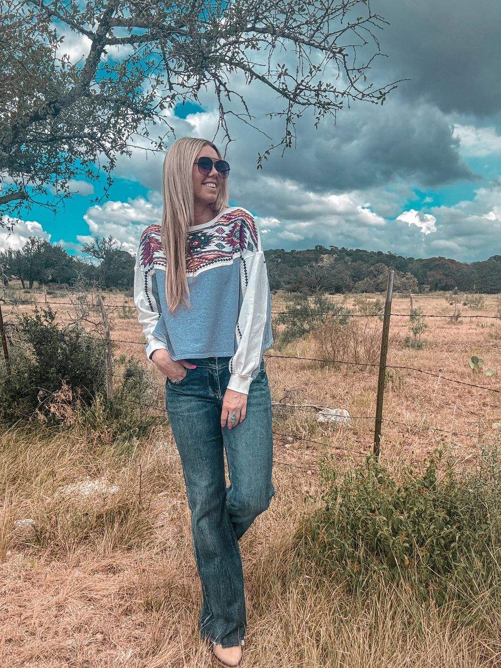 The Aquilla Aztec Crop Sweatshirt