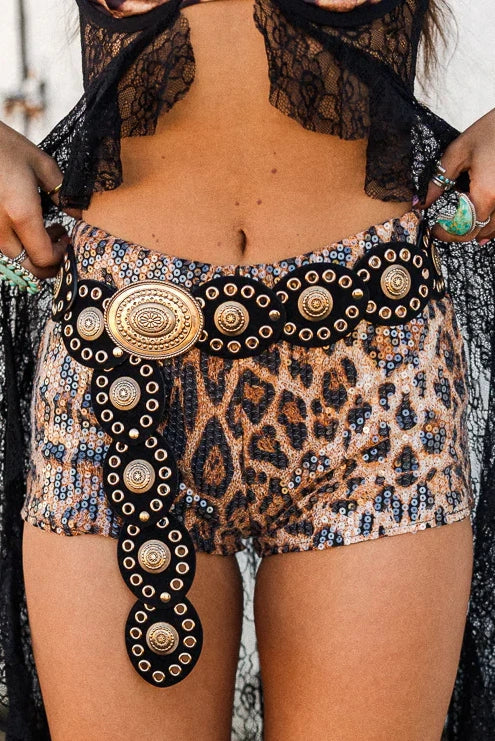 Ornate Western Oval Disc Belt- Gold