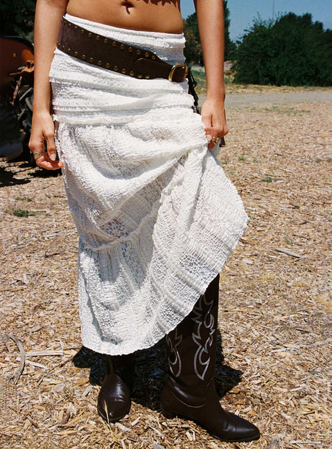 Paneled Lace Midi Skirt