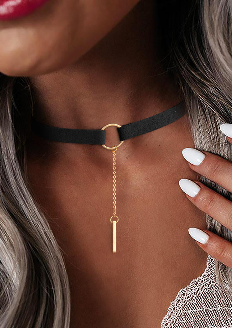 Retro Rectangle Pendant Choker Necklace