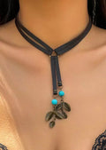 Turquoise Leaf Tassel Bohemian Necklace