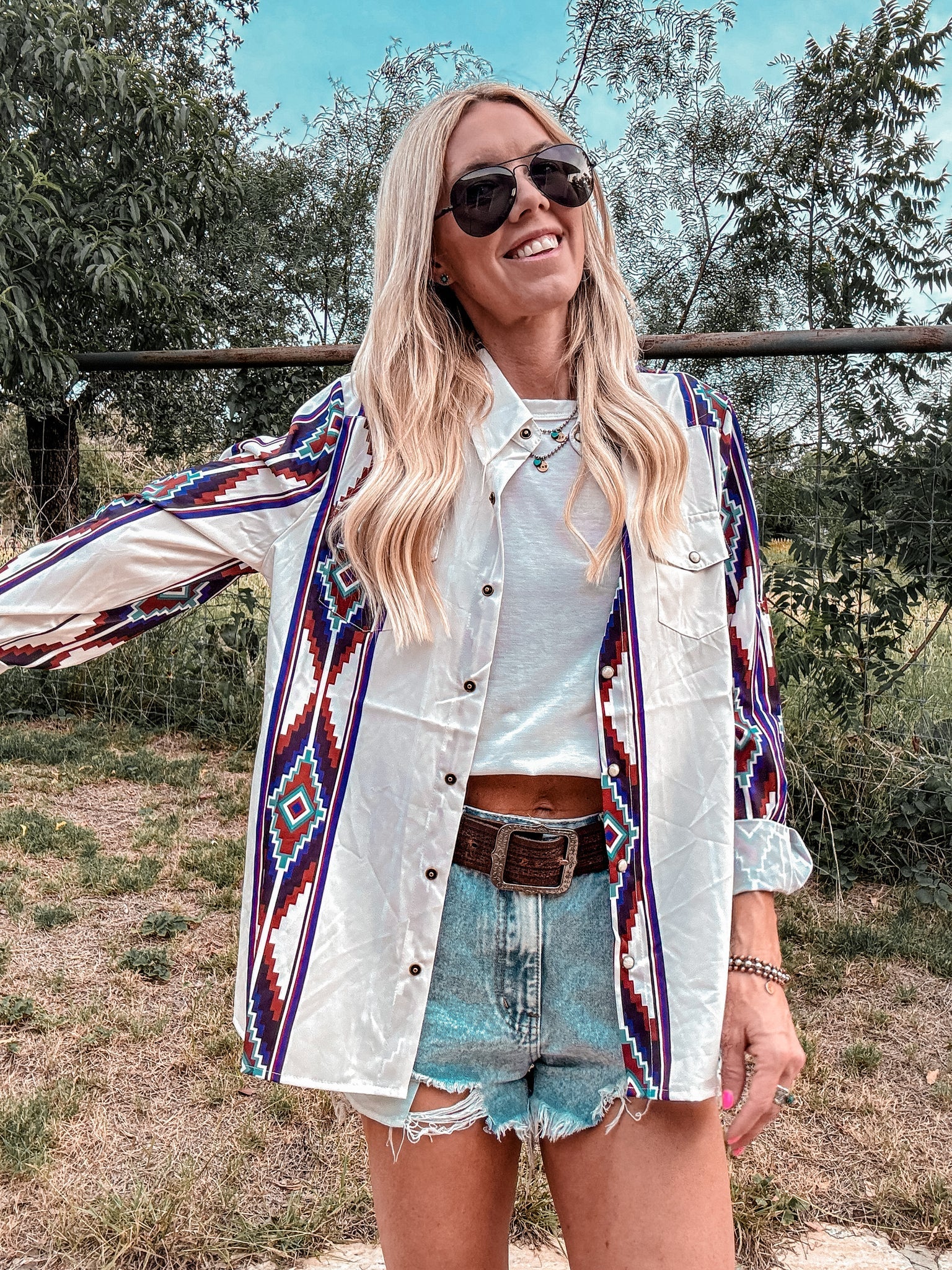 The Panhandle Western Button Down (White Mix)