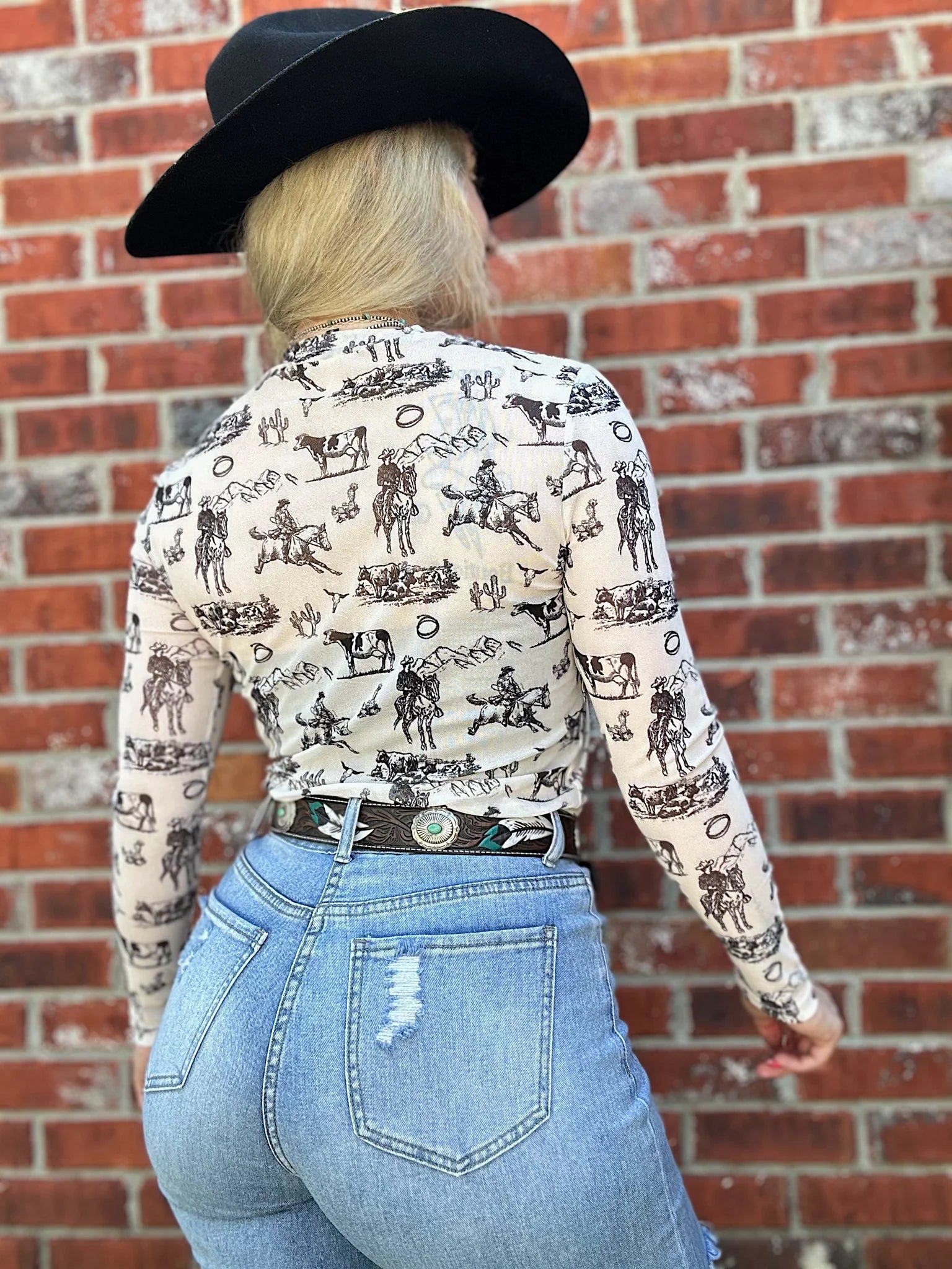 Western Scene Mesh Top