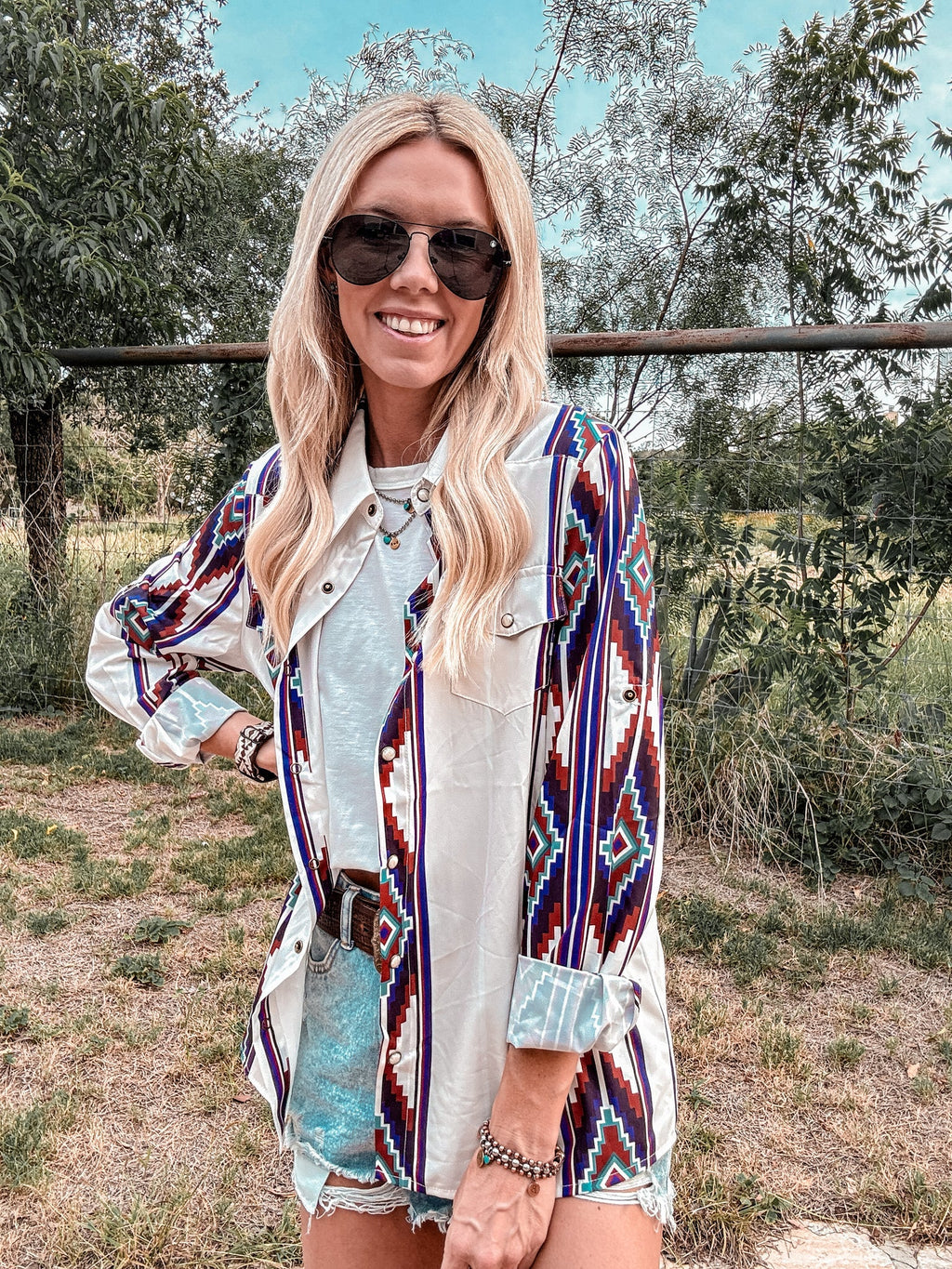The Panhandle Western Button Down (White Mix)