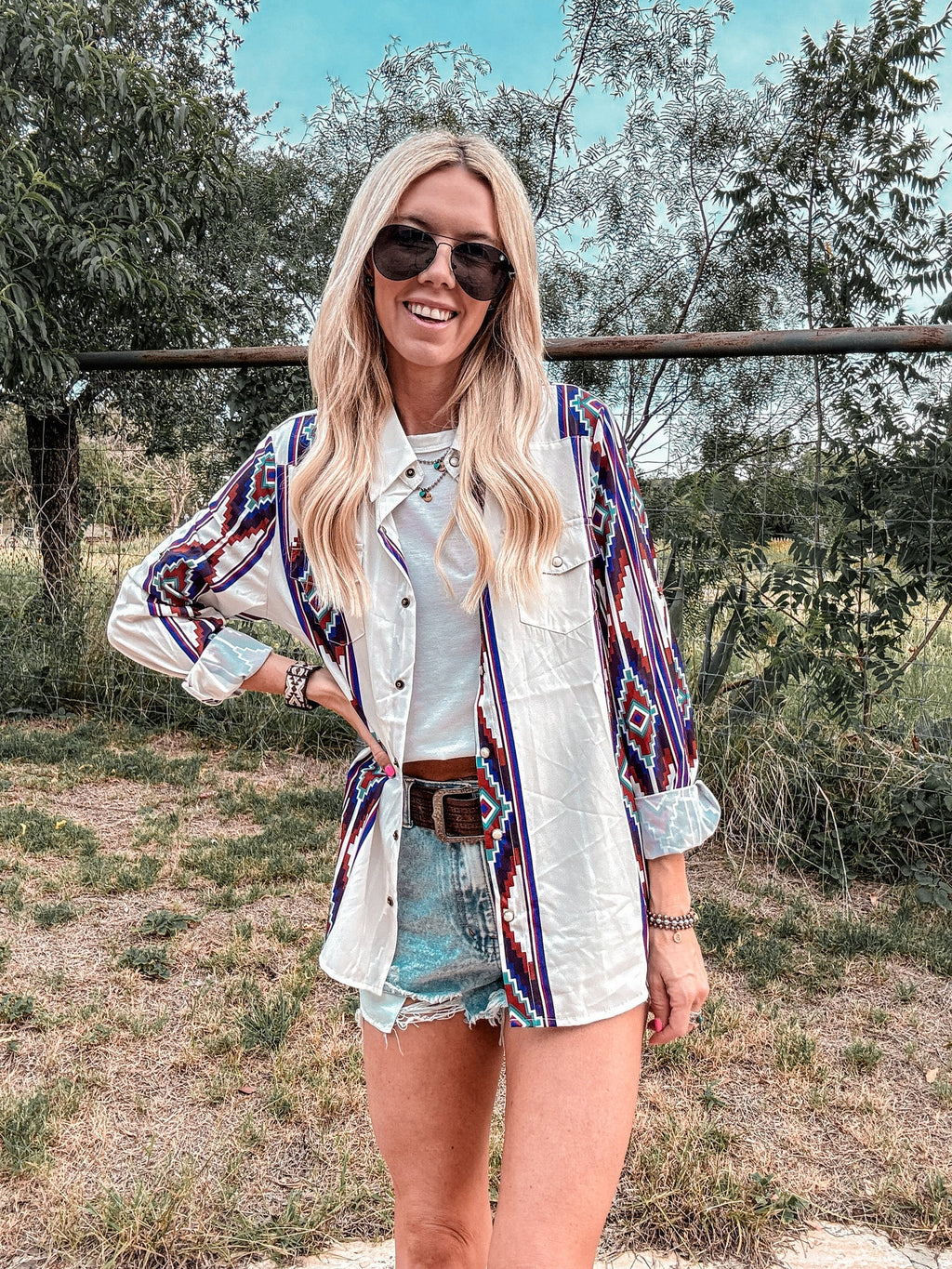 The Panhandle Western Button Down (White Mix)
